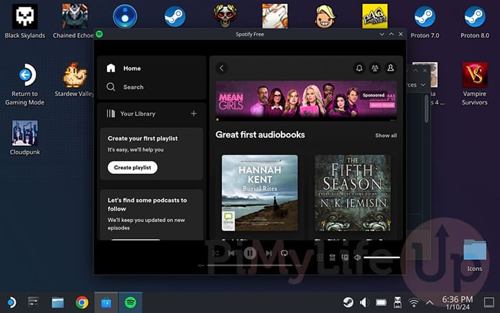 Spotify open on the Steam Deck