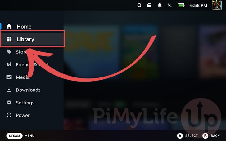 Open the Steam Deck Library