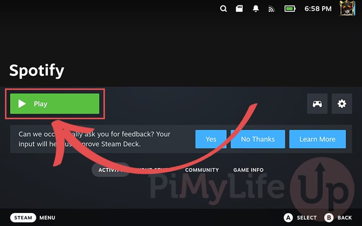 Open Spotify on the Steam Deck's gaming mode