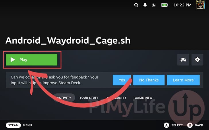 Launch Waydroid on the Steam Deck