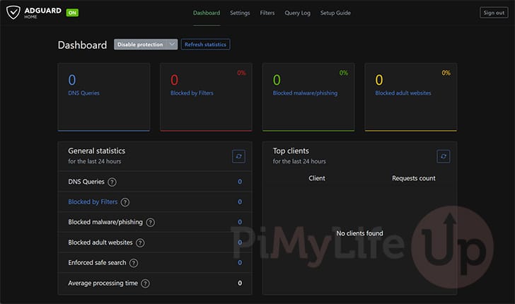 AdGuard Home Dashboard running from a Docker Container