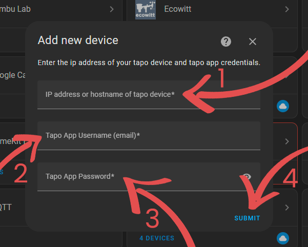 Add Details for the Tapo Device