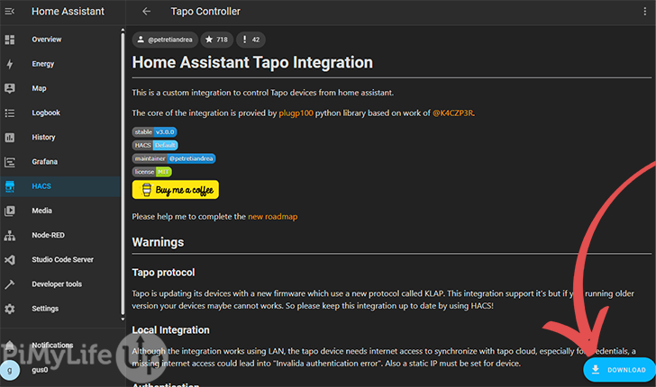 HACS Download Tapo Integration GitHub Information