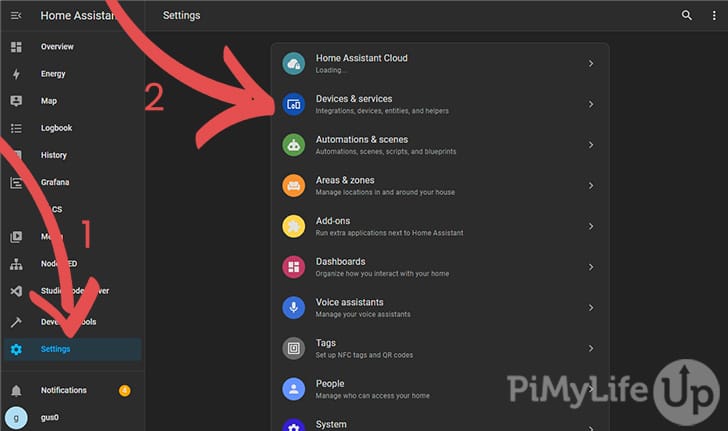 Home Assistant Settings - Go to Devices and Services