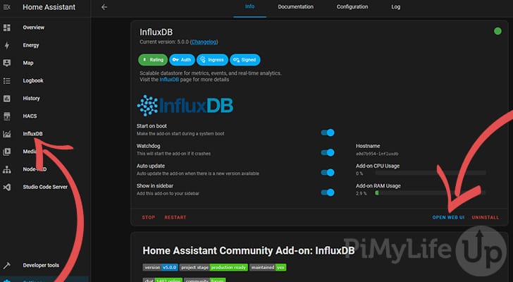 Open Web UI of InfluxDB