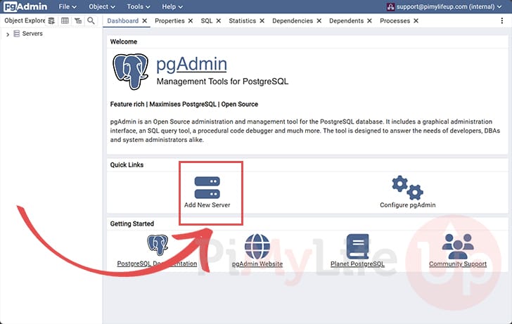 Add PostgreSQL Docker Server to pgAdmin