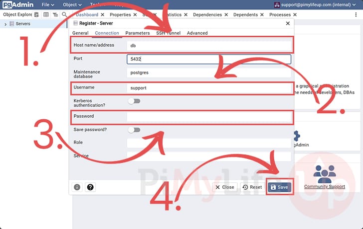 Add PostgreSQL DB to Web Interface