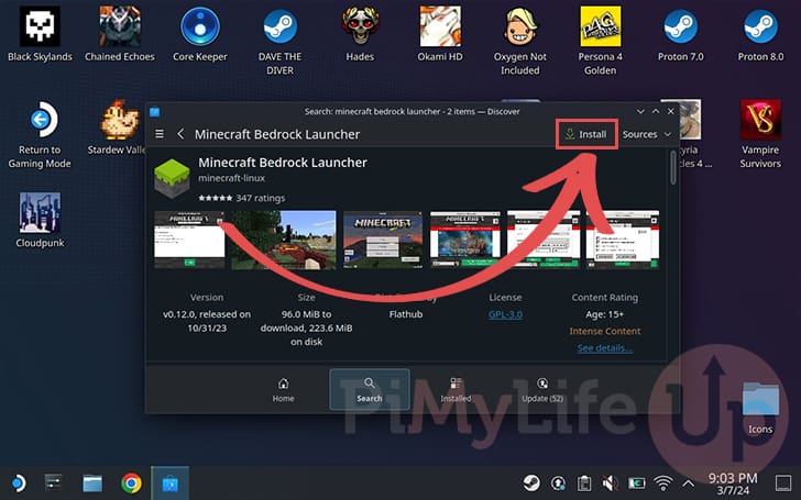 Installing the Minecraft Bedrock Edition Launcher to the Steam Deck