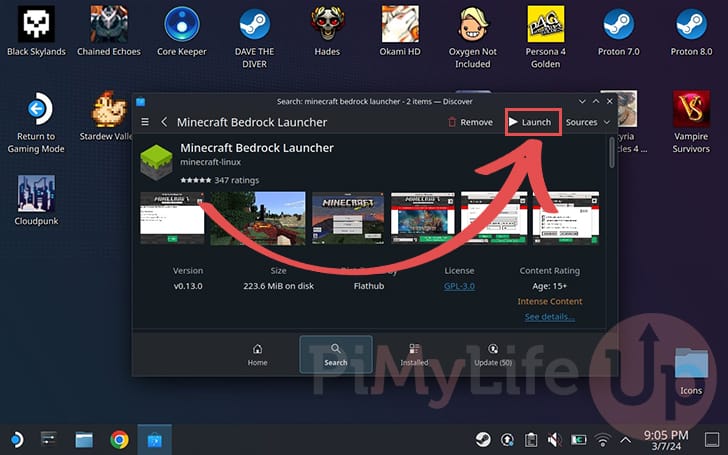 Steam Deck Minecraft Bedrock Edition 08 Open The Launcher 