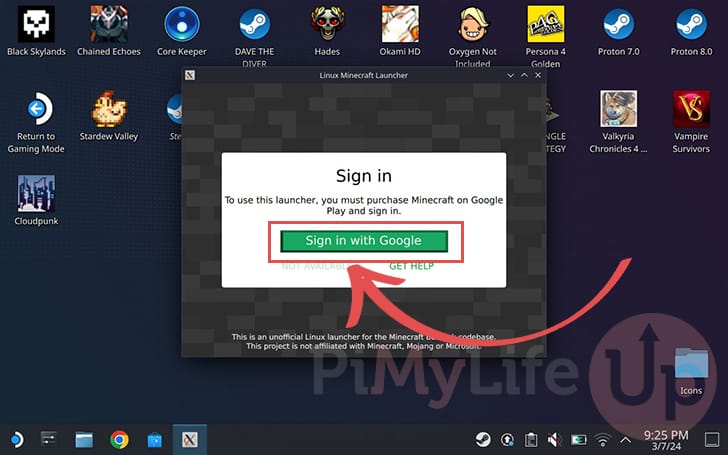 Sign in to Google Account to Access Minecraft Bedrock on the Steam Deck