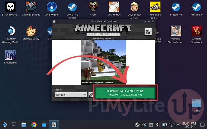 Download Minecraft Bedrock to the Steam Deck