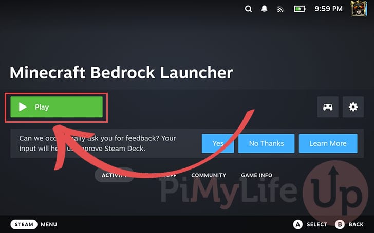 Launch Minecraft Bedrock Edition on the Steam Deck
