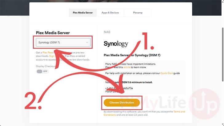 Select your Synology version