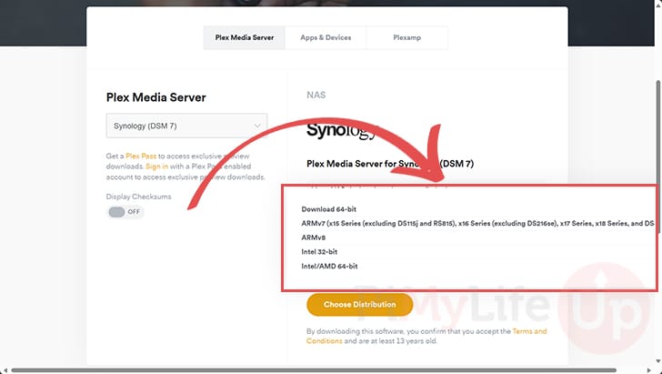 Choose Plex Version to install on Synology NAS