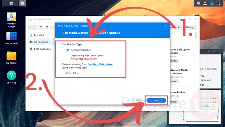 Choose Installation type of Plex Media Server to the Synology