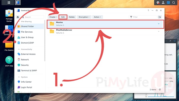Edit Folder share to add to Plex on the Synology