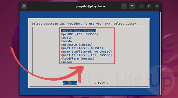 Choose upstream DNS Provider for Pi-hole