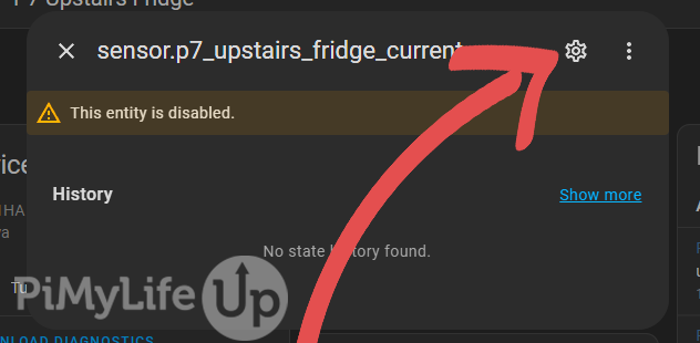 Click on the Cog inside the entity state history page