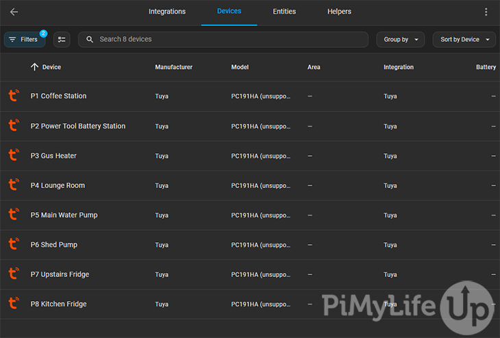 List of all the Tuya Devices