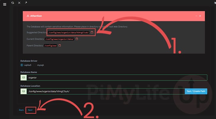 Select where to store Organizr Database on the Raspberry Pi