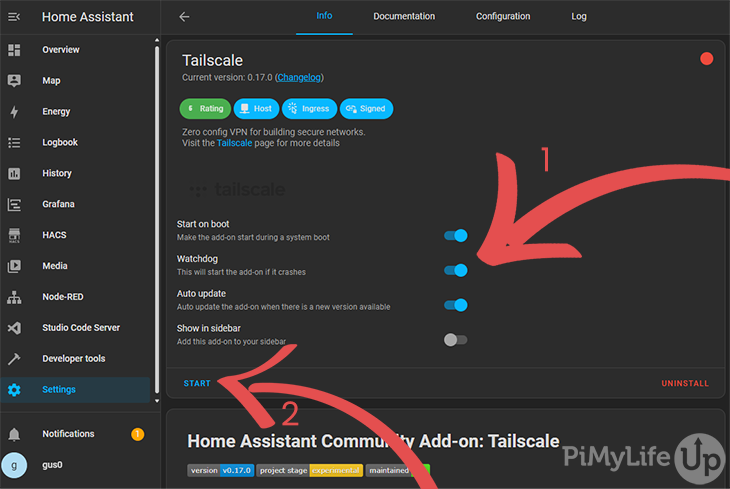 Start Tailscale Add-on Home Assistant