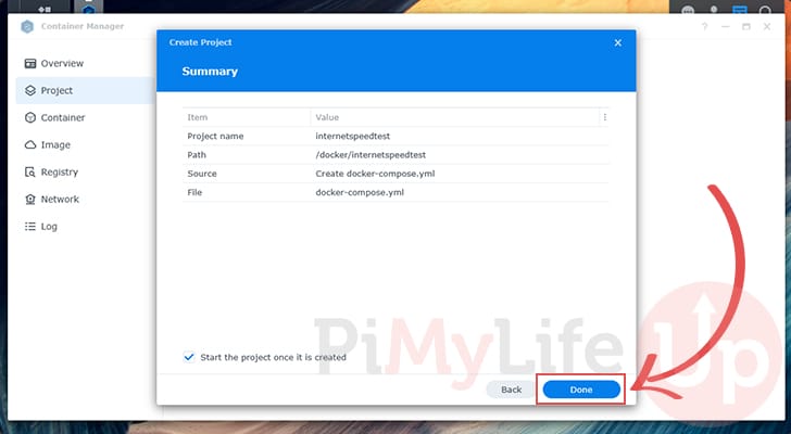 Start the Internet Speed Test Software on the Synology NAS