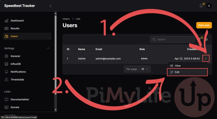 Edit default Internet Speed Test user