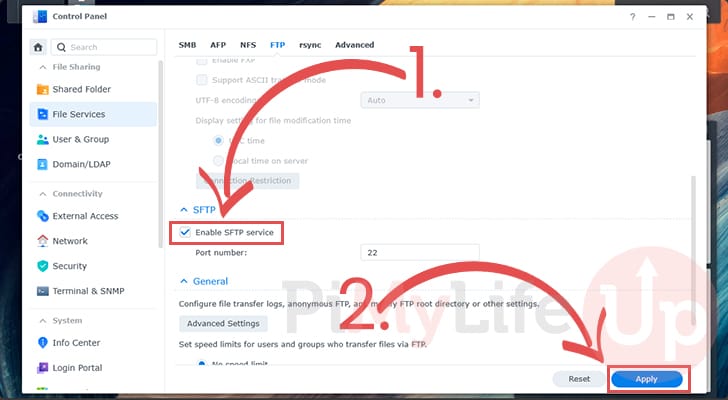 Enable the SFTP Service on the Synology NAS
