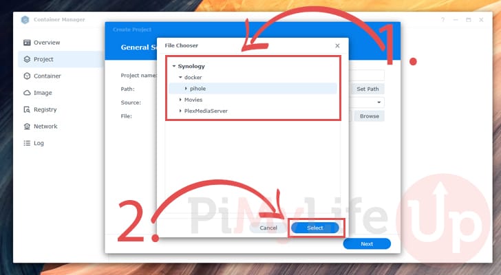 Select Place to Store Pi-Hole Compose File