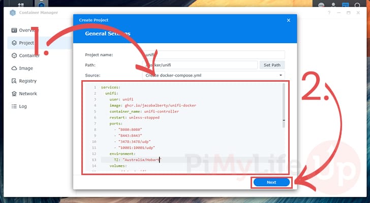 Enter UniFi Network Controller Compose File