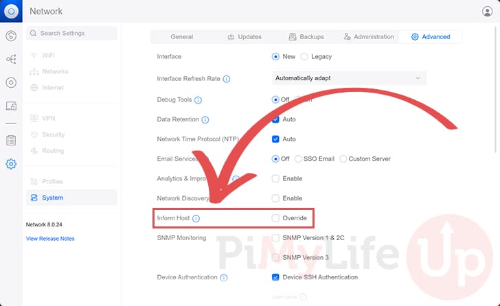 Enable inform host option