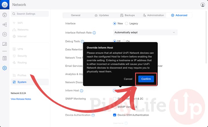 Confirm ovverride inform host