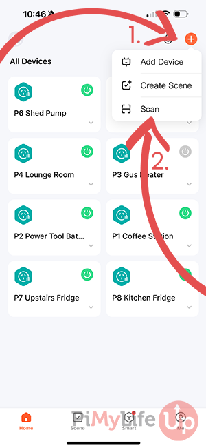 Tuya App - Click on Plus and Scan