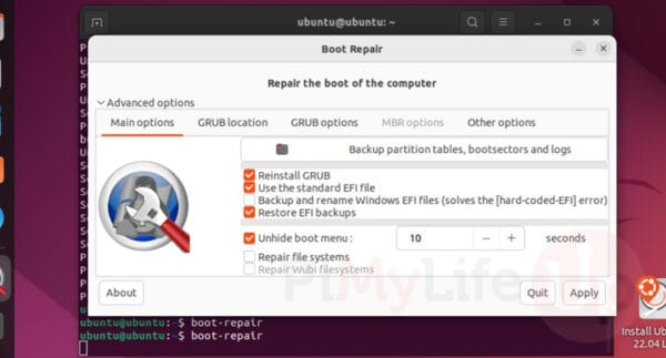 How to Install and Run the Boot Repair tool on Ubuntu - Pi My Life Up