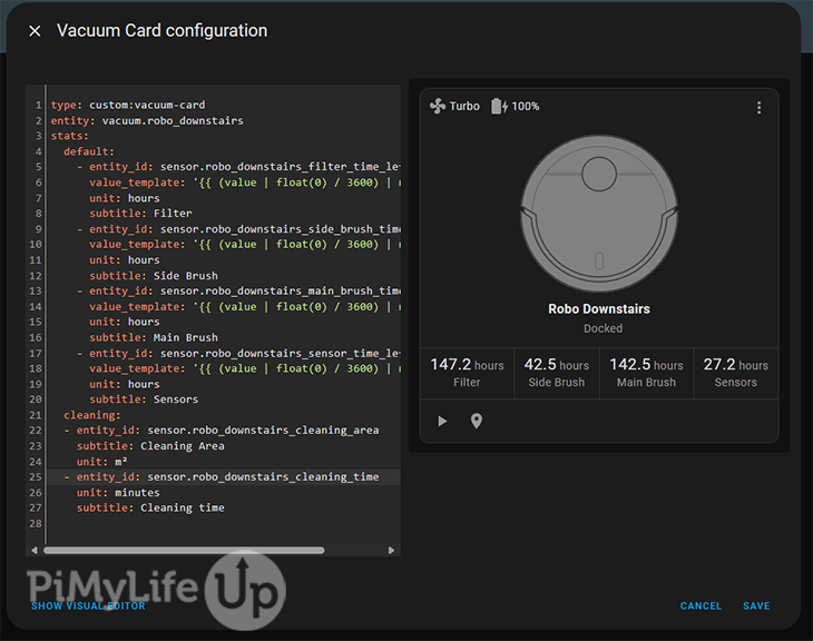 Custom Vacuum Card Advanced YAML