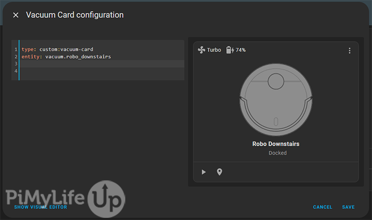 Custom Vacuum Card Basic YAML