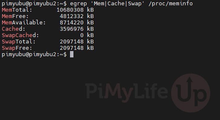 Stripped down meminfo using grep