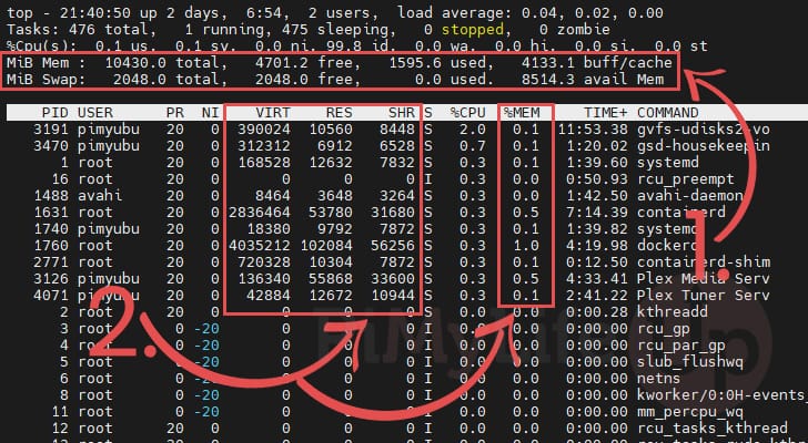 Getting memory usage from the top command on Linux