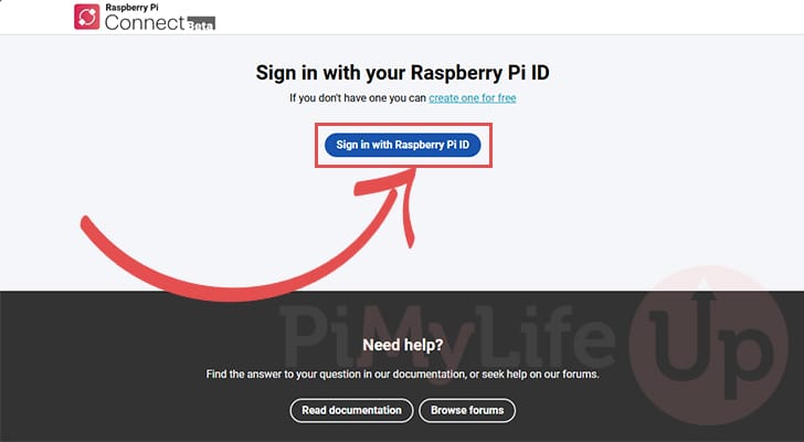 Select the login method for Raspberry Pi Connect