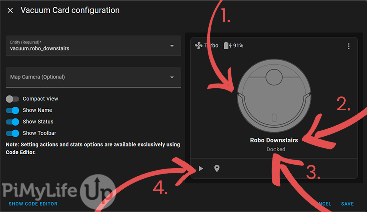 Settings for the Vacuum Frontend Card