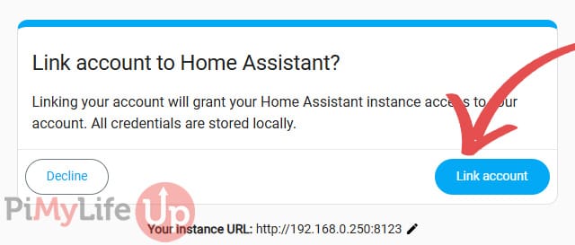 Link Account to Home Assistant Screen