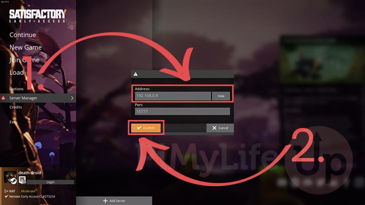 Add your Linux based Satisfactory Server using IP address