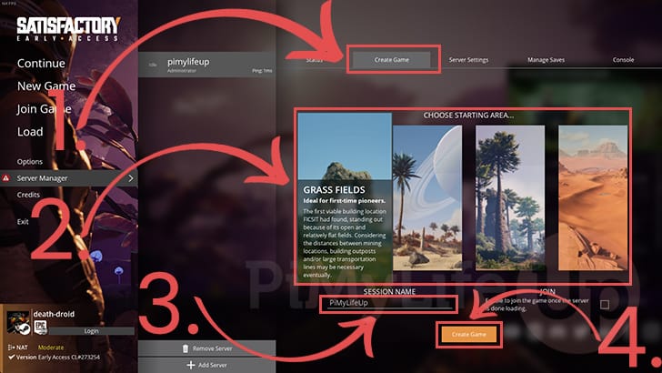 Create new game for Linux based Satisfactory Dedicated Server