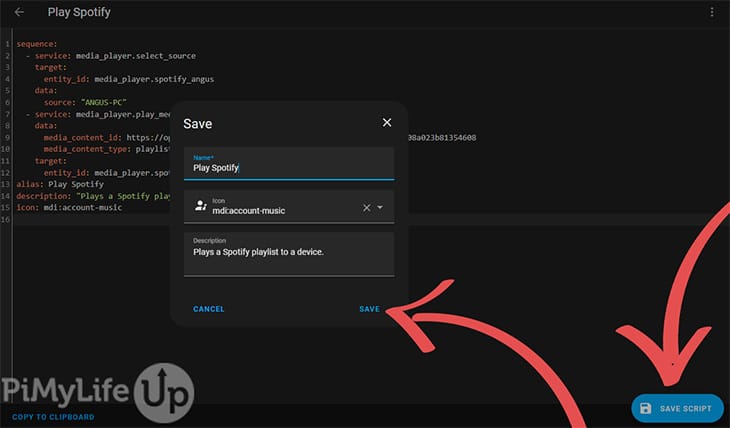 Save new Script for Spotify
