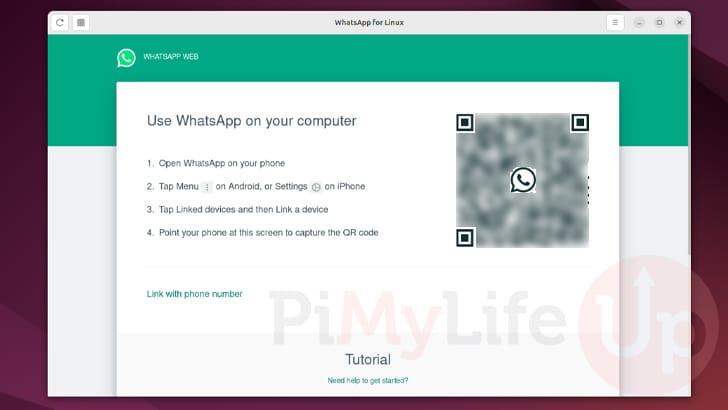 The WhatsApp for Linux Client Open on Ubuntu