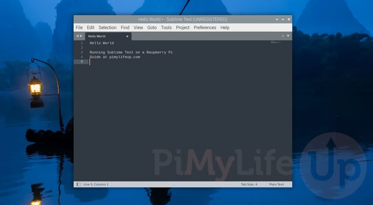 Sublime Text running on the Raspberry Pi