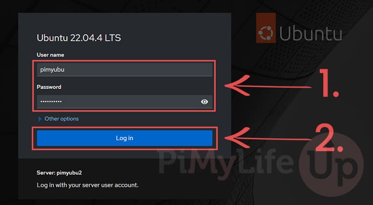 Login to the Cockpit Interface using Ubuntu User