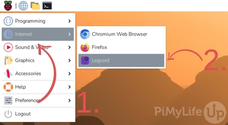 Open Legcord from the Internet Menu
