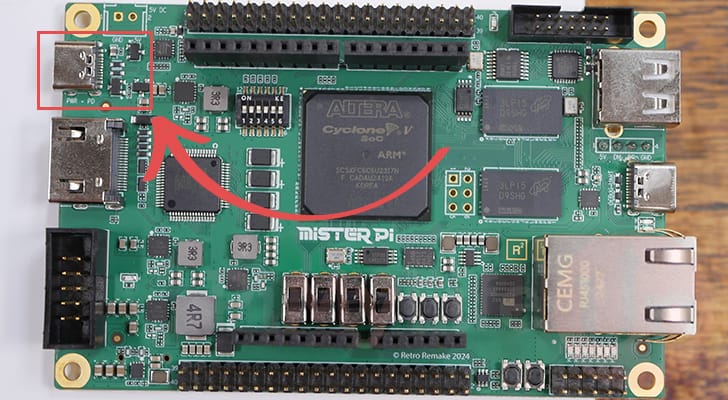 USB-C Power Connection on the MiSTer Pi FPGA Board