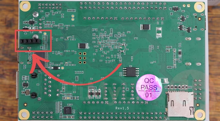 Location of the USB add-on board header